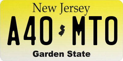 NJ license plate A40MTO
