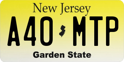NJ license plate A40MTP