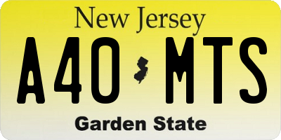 NJ license plate A40MTS