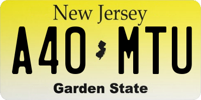NJ license plate A40MTU