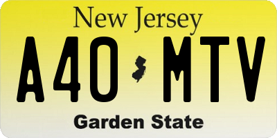 NJ license plate A40MTV