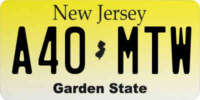 NJ license plate A40MTW