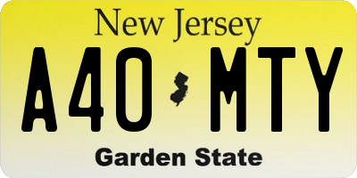 NJ license plate A40MTY