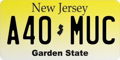 NJ license plate A40MUC
