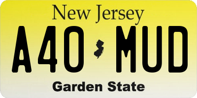 NJ license plate A40MUD
