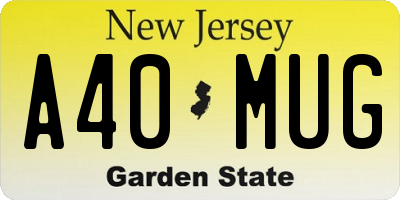 NJ license plate A40MUG