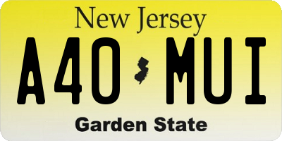 NJ license plate A40MUI