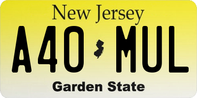 NJ license plate A40MUL