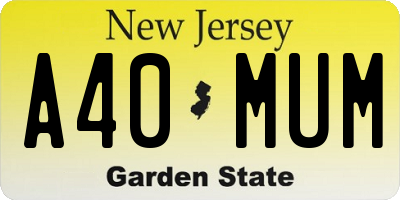 NJ license plate A40MUM