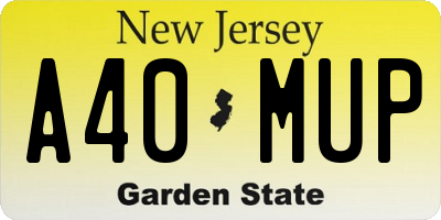 NJ license plate A40MUP