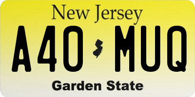 NJ license plate A40MUQ