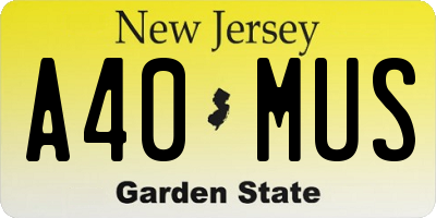 NJ license plate A40MUS