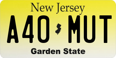 NJ license plate A40MUT