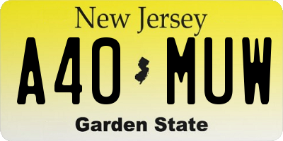 NJ license plate A40MUW