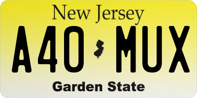 NJ license plate A40MUX
