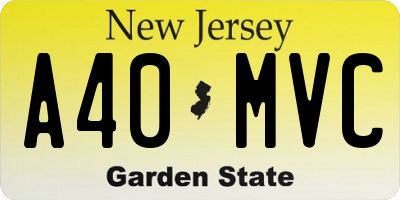 NJ license plate A40MVC