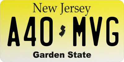 NJ license plate A40MVG