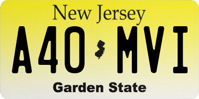 NJ license plate A40MVI