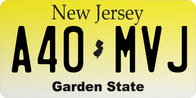 NJ license plate A40MVJ