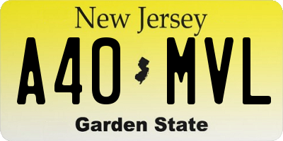 NJ license plate A40MVL