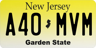 NJ license plate A40MVM