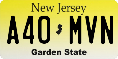NJ license plate A40MVN