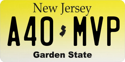 NJ license plate A40MVP