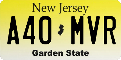NJ license plate A40MVR