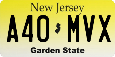 NJ license plate A40MVX