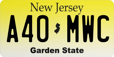 NJ license plate A40MWC