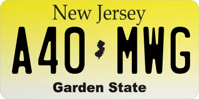 NJ license plate A40MWG