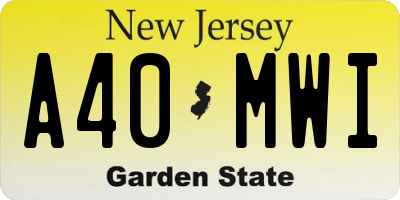 NJ license plate A40MWI