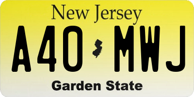 NJ license plate A40MWJ