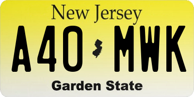 NJ license plate A40MWK