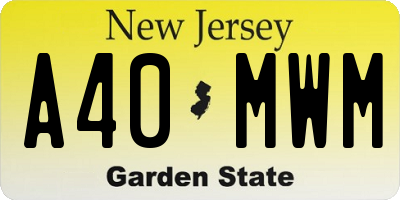 NJ license plate A40MWM