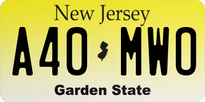 NJ license plate A40MWO