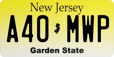 NJ license plate A40MWP