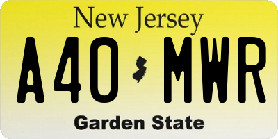NJ license plate A40MWR