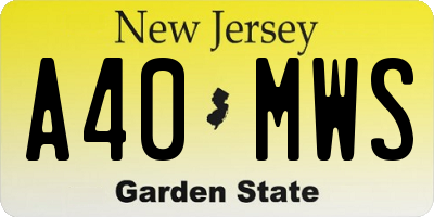 NJ license plate A40MWS
