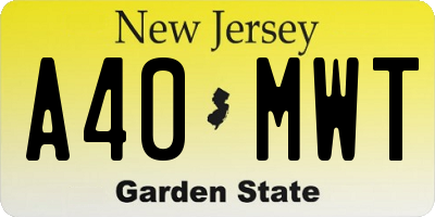 NJ license plate A40MWT