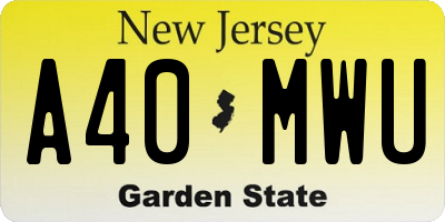 NJ license plate A40MWU