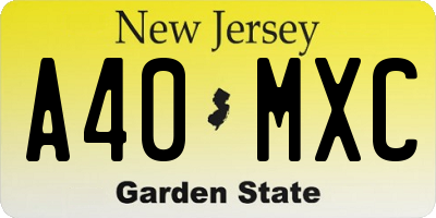 NJ license plate A40MXC