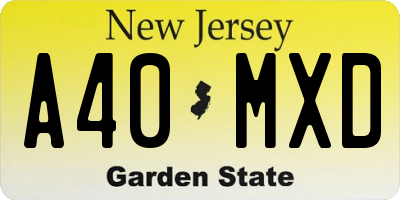 NJ license plate A40MXD