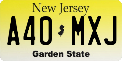 NJ license plate A40MXJ