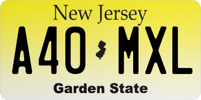 NJ license plate A40MXL