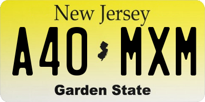 NJ license plate A40MXM