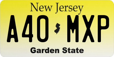 NJ license plate A40MXP