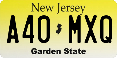 NJ license plate A40MXQ