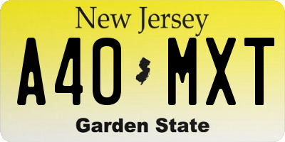 NJ license plate A40MXT
