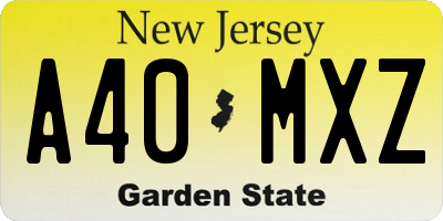 NJ license plate A40MXZ